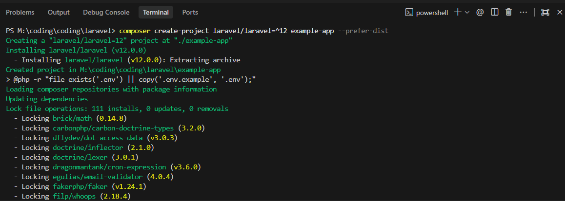 Proses pembuatan project Laravel
