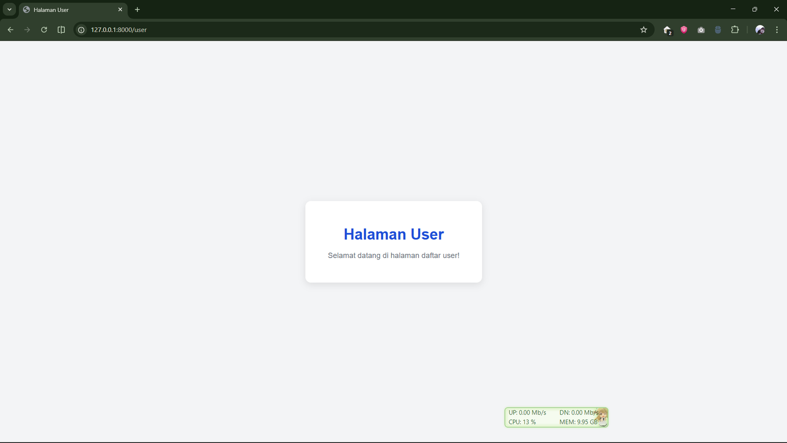 Tampilan halaman HTML sederhana