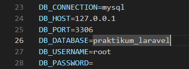 Konfigurasi Database .env