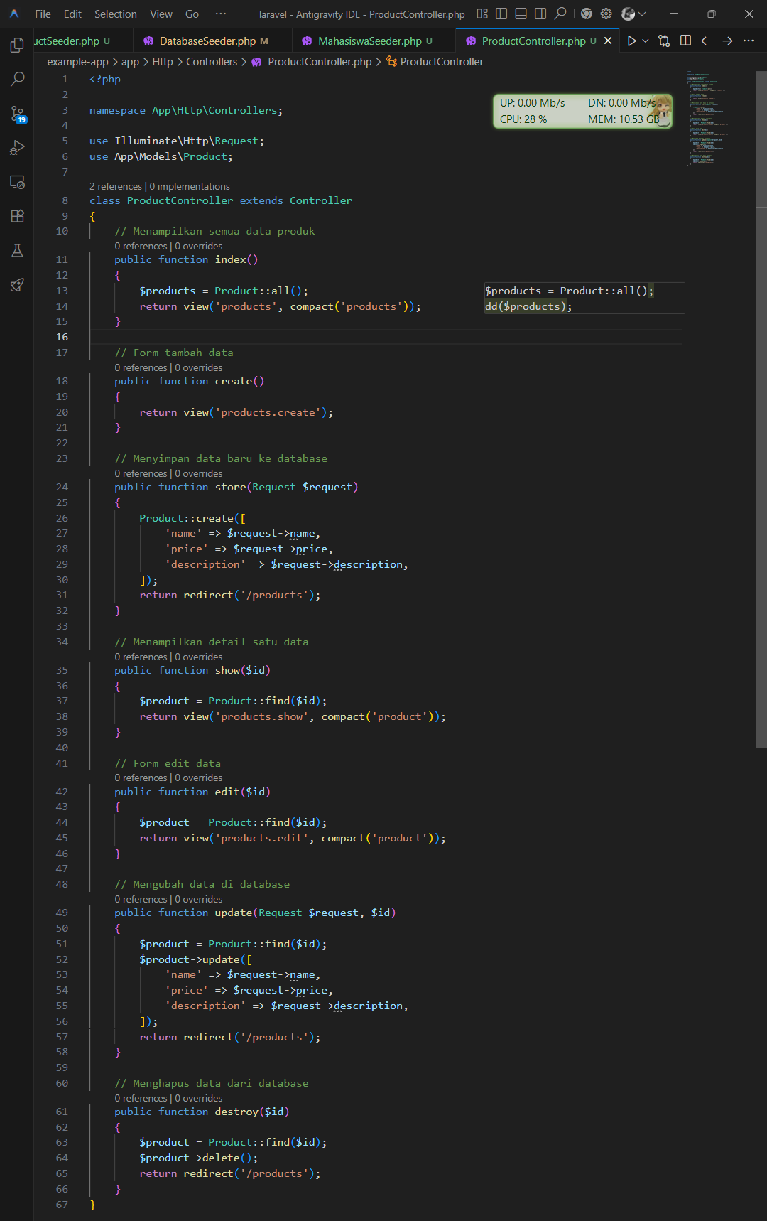 Isi ProductController