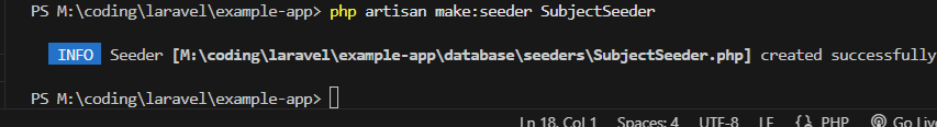 Membuat SubjectSeeder