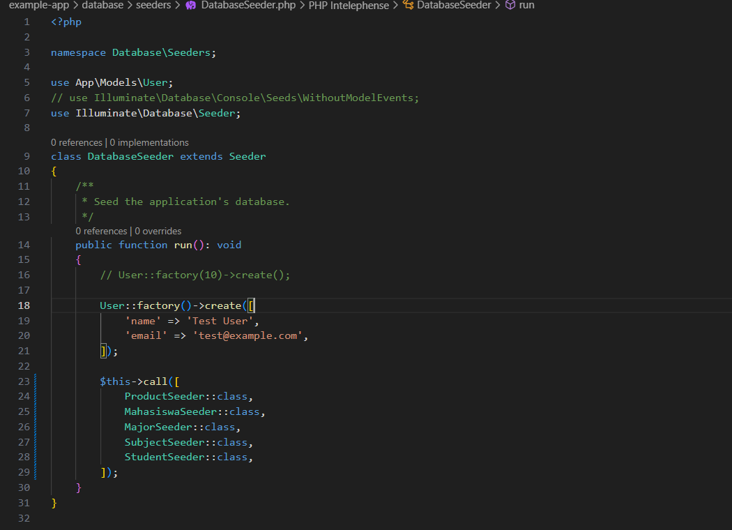 Update DatabaseSeeder
