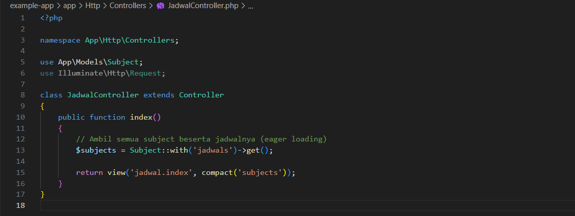 Membuat Controller Jadwal